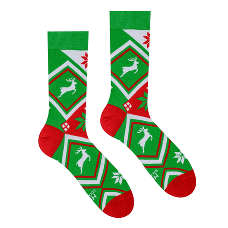 Veselé ponožky - Nórsky zelený vzor